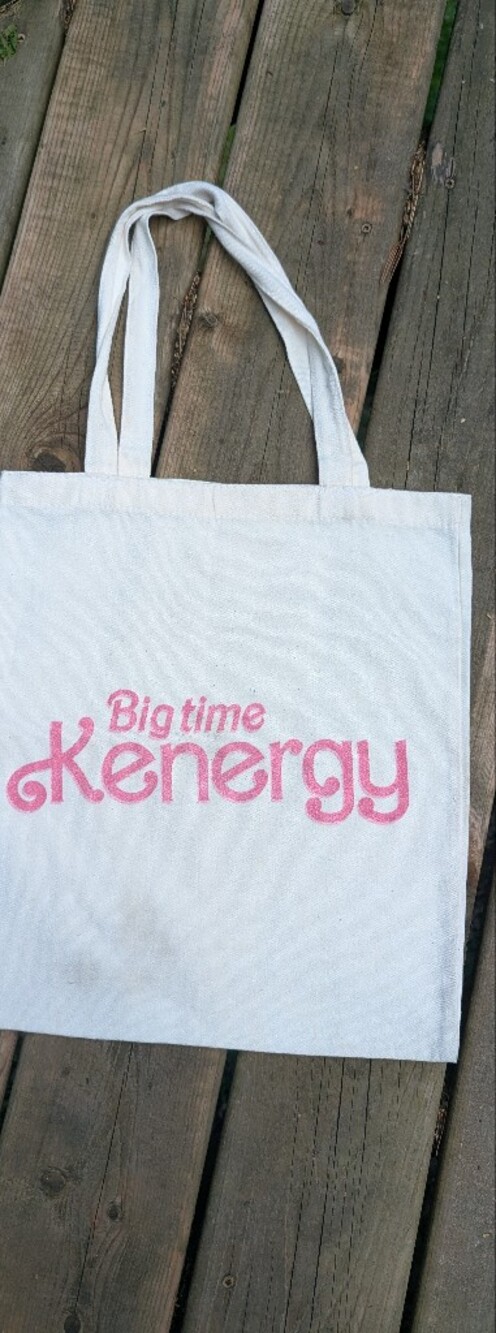 Big Time Kenergy Pink Print White Canvas Tote Bag